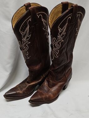 Shyanne Dark Brown Embroidered Western Heeled Boots